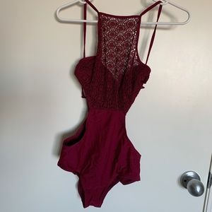 Maroon One-Piece Bathing/Body Suit